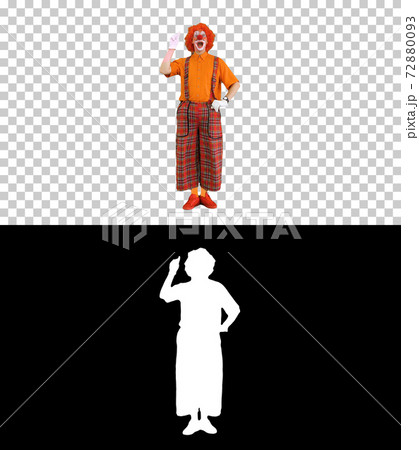 Clown pointing a finger up having and idea and thinking, Alpha C Clown pointing a finger up having and idea and thinking, Alpha C 72880093