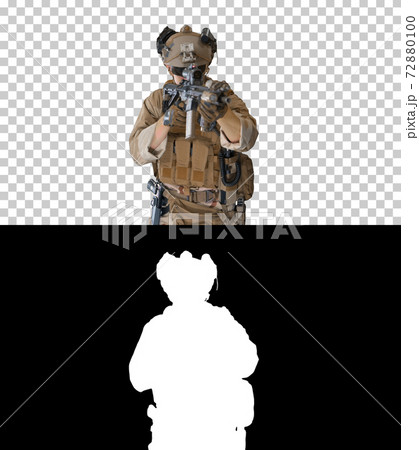 Soldier shoots aming and shooting with rifle, Alpha Channel with Soldier shoots aming and shooting with rifle, Alpha Channel with 72880100