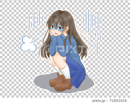 疲れてしゃがみこむ女性のイラスト素材のイラスト素材