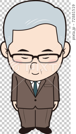 お辞儀するシニア男性会社員 お辞儀するシニア男性会社員 72881519
