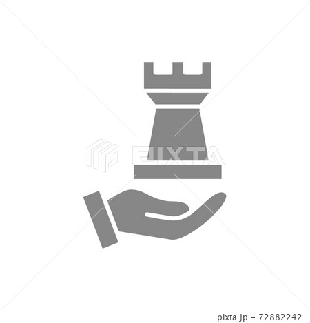 Rook chess on hand gray icon. Board game, table entertainment symbol Rook chess on hand gray icon. Board game, table entertainment symbol 72882242