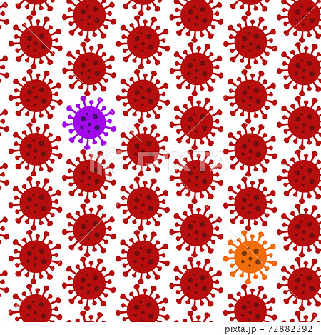 シームレス背景素材　新型コロナウイルス　変異種発生イメージ　蔓延　ミュータント　新種　進化 72882392