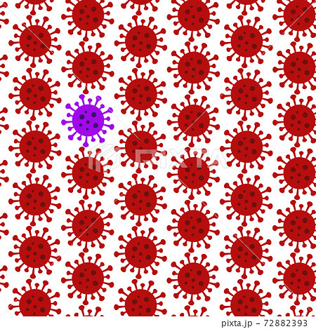 シームレス背景素材　新型コロナウイルス　変異種発生イメージ　蔓延　ミュータント　新種　進化 72882393