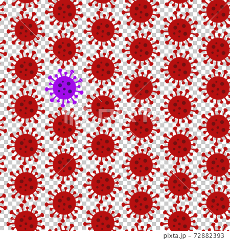 シームレス背景素材　新型コロナウイルス　変異種発生イメージ　蔓延　ミュータント　新種　進化 72882393