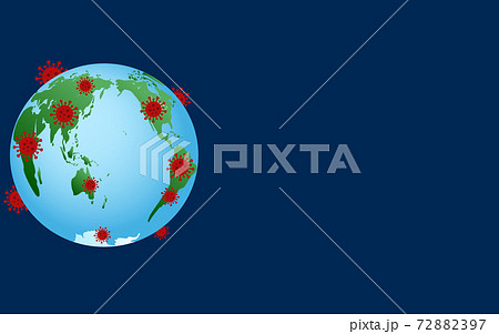新型コロナウイルス 変異種発生イメージ 蔓延 拡大 新系統 ミュータント 新種 進化のイラスト素材 7297