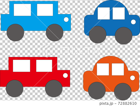 Blue or red square car and round car drive set illustration Blue or red square car and round car drive set illustration 72882610