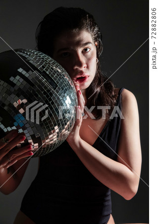 Dark hair caucasian girl on black Dark hair caucasian girl on black 72882806