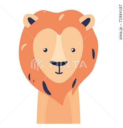Lion cute animal baby face vector illustration. Hand drawn style nursery character. Scandinavian funny kid design 72884187