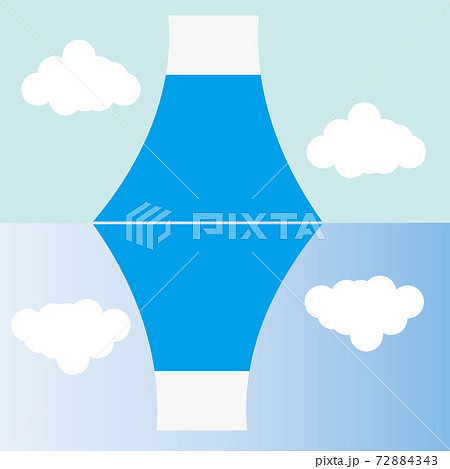 新年の晴れた日の縁起物の富士山と湖に映る逆さ富士のシンプルなイラストのイラスト素材