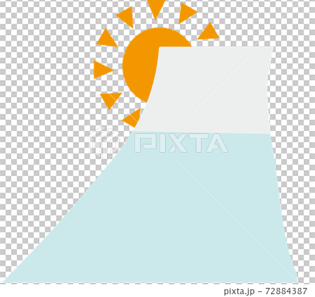 日本のシンプルでかわいい日の出の太陽と富士山の素材のイラストのイラスト素材