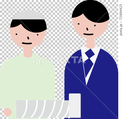 A man and a patient who went to a hospital in a suit from the company to treat an injury caused by a colleague's accident. A man and a patient who went to a hospital in a suit from the company to treat an injury caused by a colleague's accident. 72884425