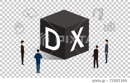 DX和圖標，商務人士的插圖圖像，矢量插圖 72885169