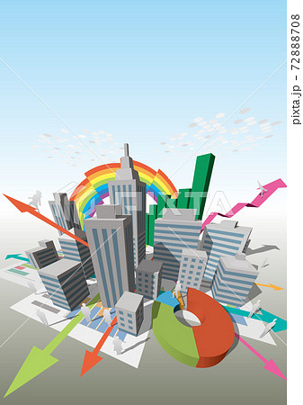 人々がデータで管理される高度情報化社会 ベクターイラスト背景あり縦のイラスト素材