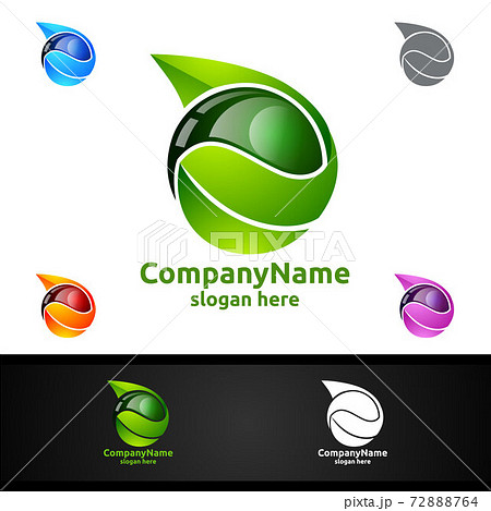 Water and Leaf Vector Logo for Natural Health Concept and Clean Water Company 72888764