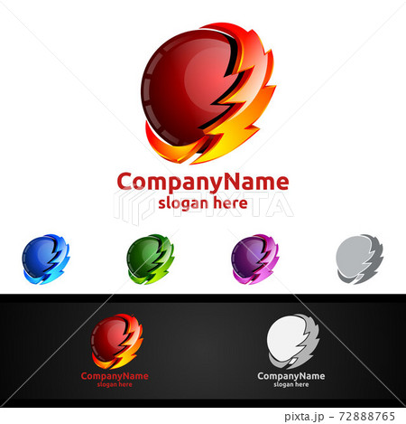 Colorful 3D Electric Lightning Logo Design, Energy and Thunder Vector 72888765