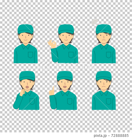 作業服女性表情イラストセット コレクションのイラスト素材 7285
