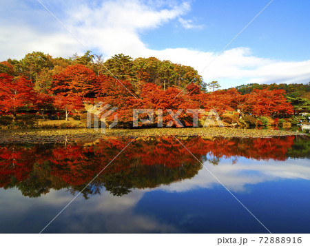 【福島】秋の蛇の鼻遊楽園の紅葉とリフレクション 【福島】秋の蛇の鼻遊楽園の紅葉とリフレクション 72888916