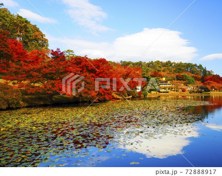 【福島】秋の蛇の鼻遊楽園の紅葉とリフレクション 【福島】秋の蛇の鼻遊楽園の紅葉とリフレクション 72888917