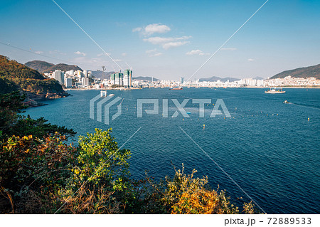Songdo beach town panorama view in Busan, Korea 72889533