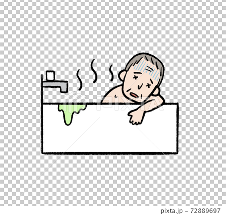 Illustration of an elderly person who gets a heat shock in the bathroom Illustration of an elderly person who gets a heat shock in the bathroom 72889697