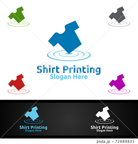 T shirt Printing Company Vector Logo Design for Laundry, T shirt shop, Retail, Advertising, or Clothes Community Concept 72889835