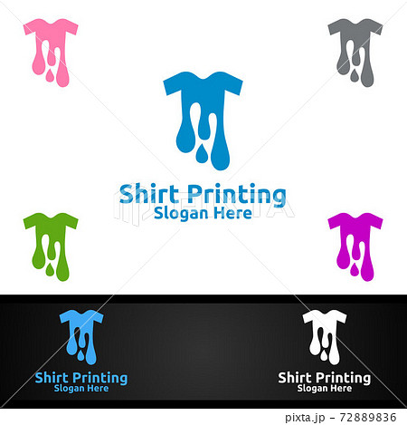 T shirt Printing Company Vector Logo Design for Laundry, T shirt shop, Retail, Advertising, or Clothes Community Concept 72889836