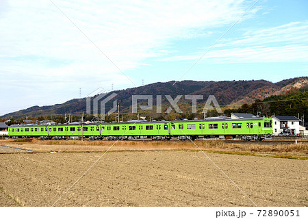 奈良線を走るウグイス色の103系 72890051