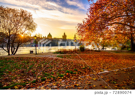 Morning at Vltava River in Prague 72890074