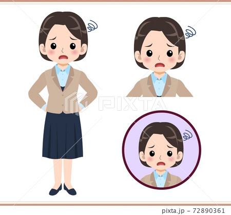 Young woman in beige suit 72890361