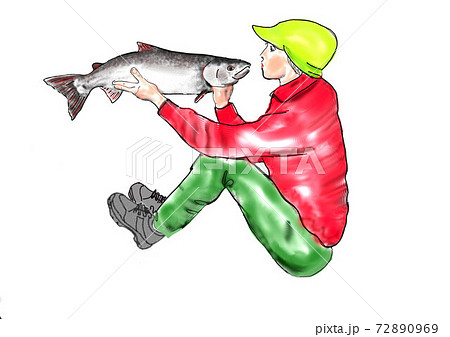 魚に話しかける女の子 魚に話しかける女の子 72890969