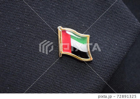 United Arab Emirates (UAE) flag lapel pin on a suit United Arab Emirates (UAE) flag lapel pin on a suit 72891325