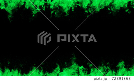炎のフレーム　背景素材　上下枠　緑色　グリーン 72891368