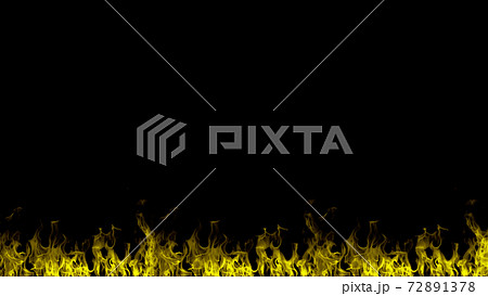 炎のフレーム　背景素材　下枠　黄色　イエロー 72891378