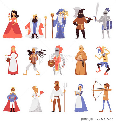 Set Of Noble And Citizens Of Medieval Town のイラスト素材