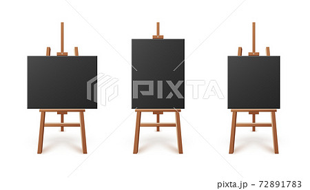 Black artboards or canvas standing on easels, 3d vector illustration isolated. Black artboards or canvas standing on easels, 3d vector illustration isolated. 72891783
