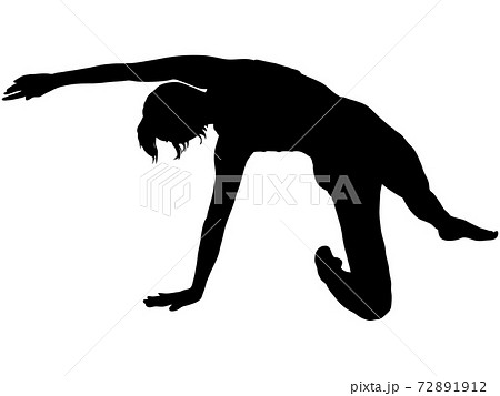 ストレッチをする女性シルエット 10のイラスト素材