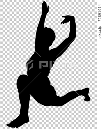 與彎曲和伸展合影的女性剪影 72891914