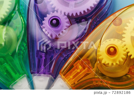 Multi-colored Stationery correction tapes on a blue background. Multi-colored Stationery correction tapes on a blue background. 72892186