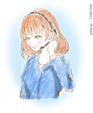手書きの可愛いコールセンターのスタッフのイラストのイラスト素材