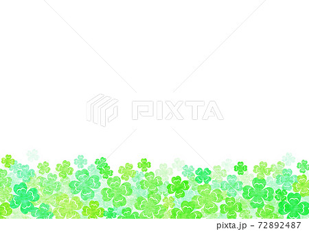 画面下に広がる四つ葉のクローバーの背景のイラスト素材