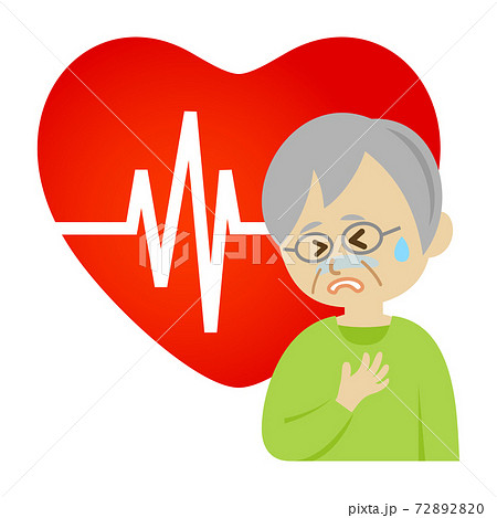 心臓がドキドキして苦しい高齢者のイラストイメージのイラスト素材 72