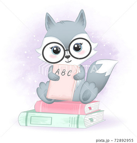 Cute Fox and books, hand drawn cartoon animal illustration Cute Fox and books, hand drawn cartoon animal illustration 72892955