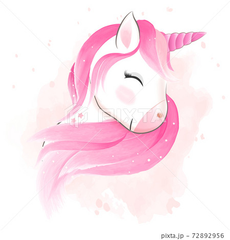 Happy Unicorn hand drawn cartoon animal watercolor illustration Happy Unicorn hand drawn cartoon animal watercolor illustration 72892956