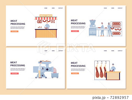 A set of vector landing pages templates for industrial meat factory. A set of vector landing pages templates for industrial meat factory. 72892957