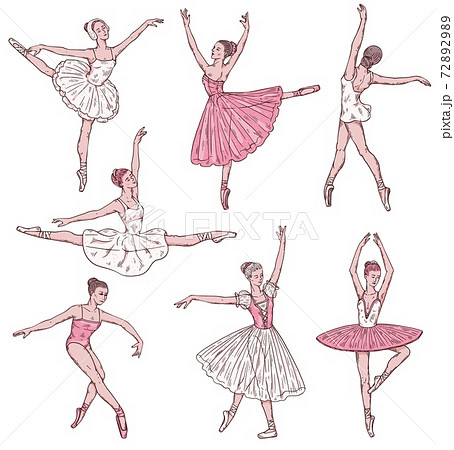 Ballerinas in classical dress dance in dancing...のイラスト素材