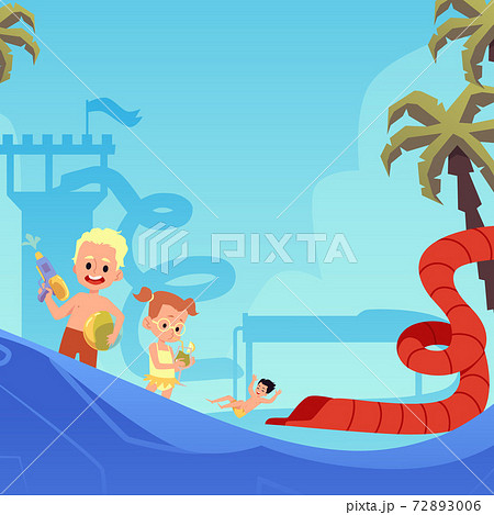 Summer Aqua Park With Water Tubes Slides のイラスト素材