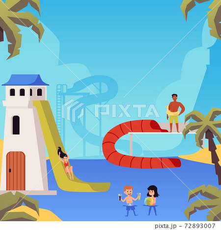Aqua Amusement Park Banner Or Poster Background のイラスト素材