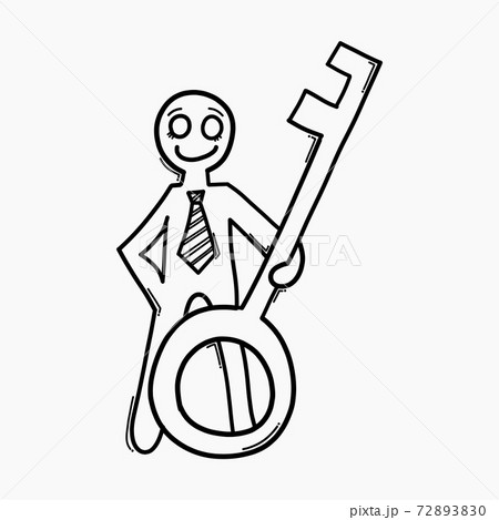 Businessman holding a key. Doodle vector icon. Drawing sketch illustration hand drawn cartoon line eps10 Businessman holding a key. Doodle vector icon. Drawing sketch illustration hand drawn cartoon line eps10 72893830