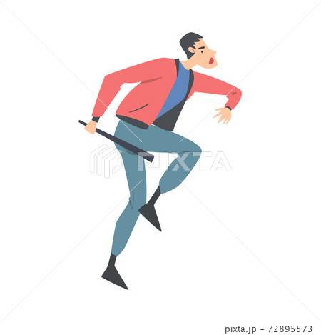 Male Character with Bat Attacking and Fighting in Street Riot Vector Illustration 72895573