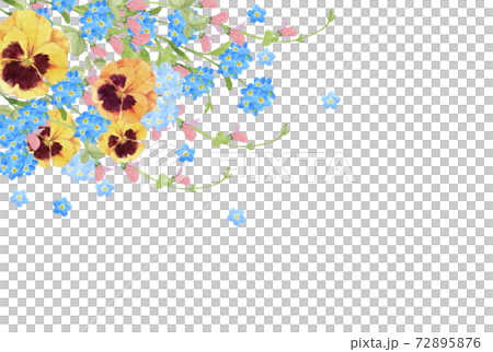 春の花のデコレーション　水彩イラスト 72895876